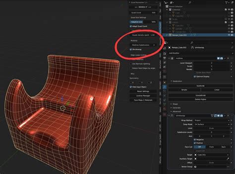 Начало работы с Quad Remesher в Blender