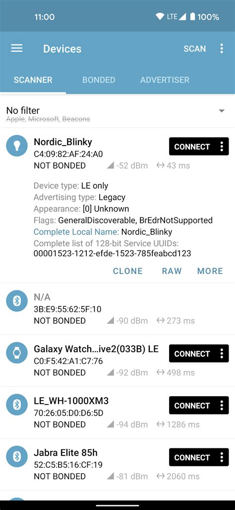 Основные функции nRF Connect