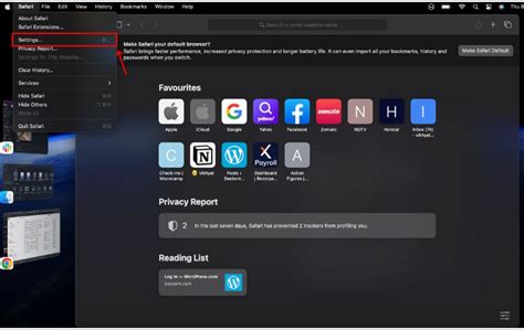 Откройте настройки Safari на iPad