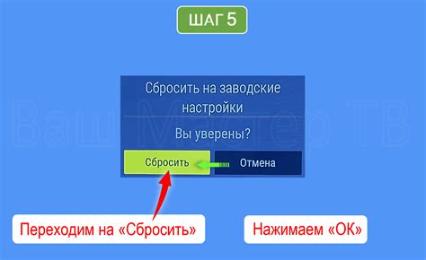 Подтверждение сброса на заводские настройки