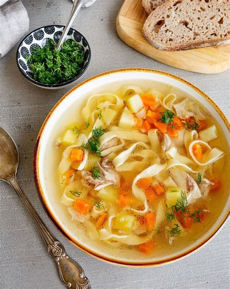 Быстрый рецепт сухого супа с курицей и лапшой
