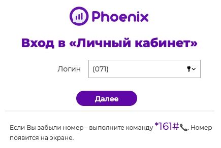Вход в систему Феникс