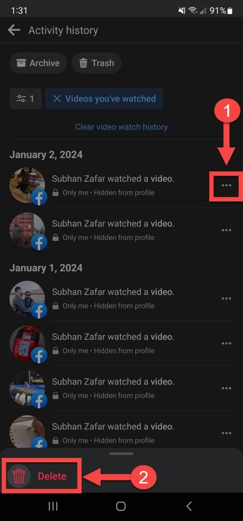 Как удалить просмотренные видео на Android
