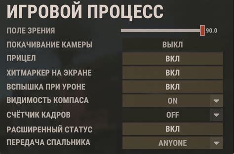 Настройки и игровой процесс