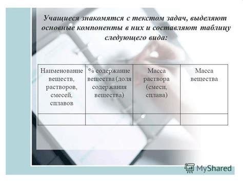 Основные компоненты раствора