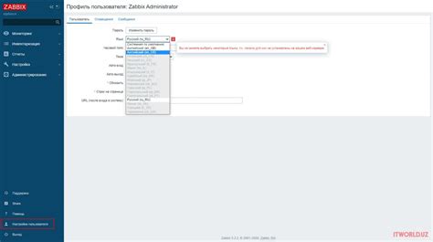 Подготовка к установке русского языка в Zabbix