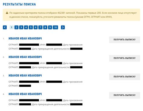 Результаты поиска электронной почты ИП