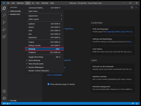 Создайте новый проект в VS Code