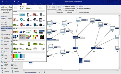 Шаги по созданию сетевой схемы в Visio
